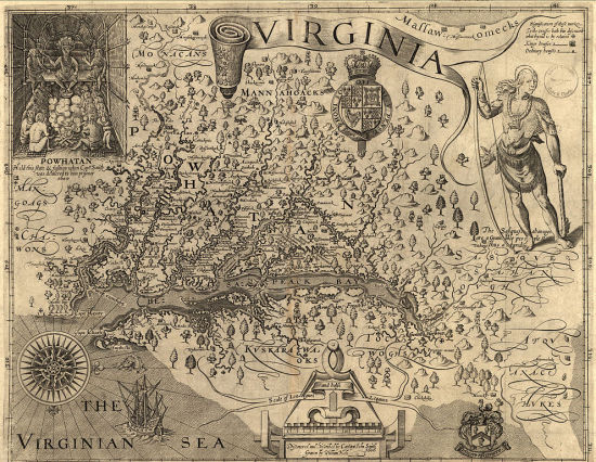 1606年的英属弗吉尼亚地图。